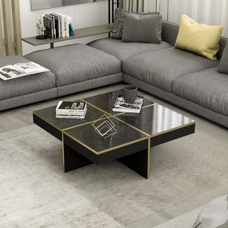 Mesa de centro Diamond dorado negro - 506MNR1229