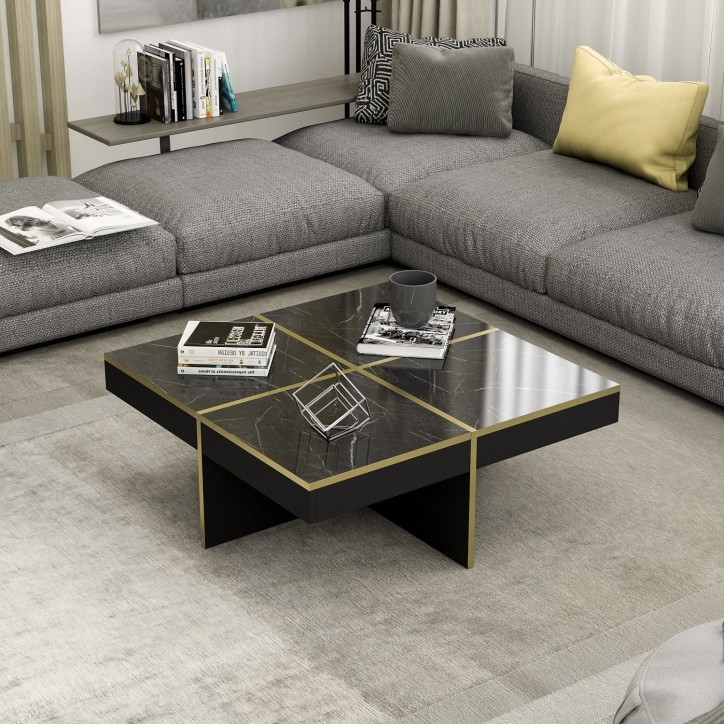 Mesa de centro Diamond dorado negro