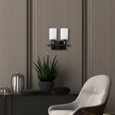 Lámpara de pared Yensuk-13122 oro negro blanco metal vidrio 31x15x28 cm - 8683743269990