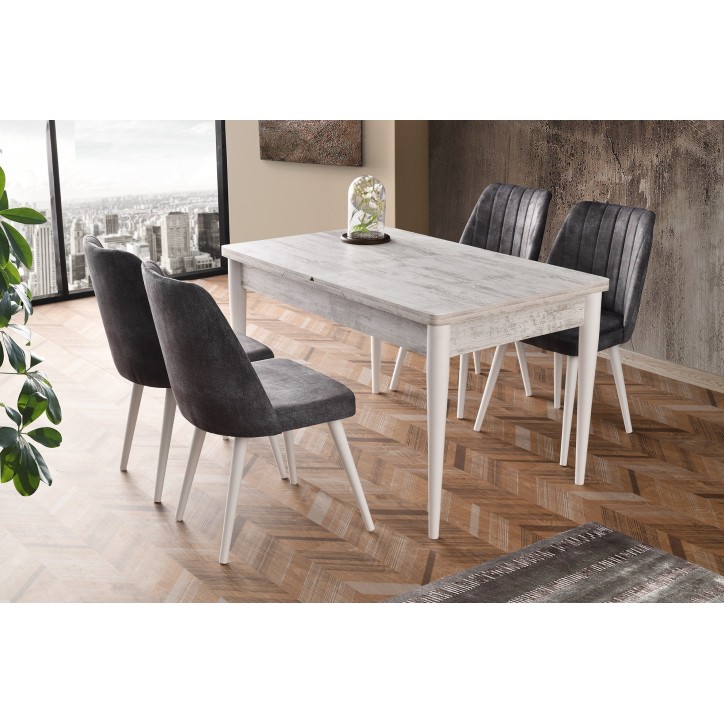 Mesa de comedor extensible Ahşap Kelebek-1233 blanco