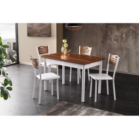 Mesa de comedor extensible Polo-1301 blanco nogal - 974NMB1529