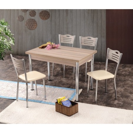 Mesa de comedor extensible Polo-1307 plateado roble - 974NMB1533