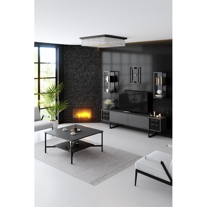 Conjunto de muebles de salón Line Set antracita negro