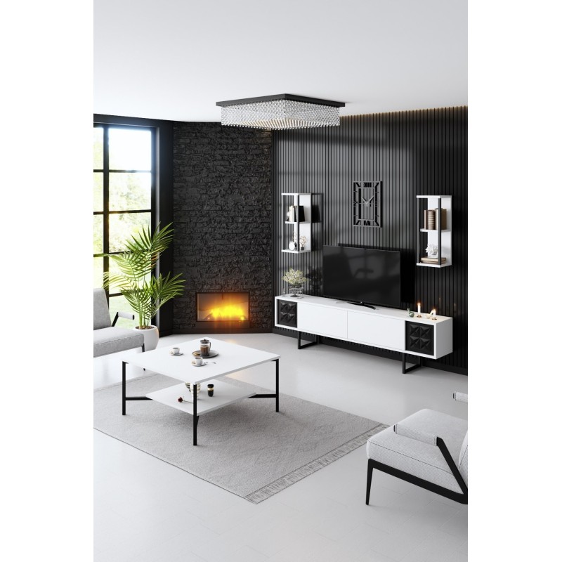 Conjunto de muebles de salón Line blanco negro - 618BLY1156