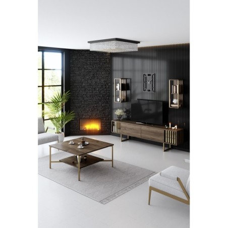 Conjunto de muebles de salón Line negro nogal