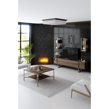 Conjunto de muebles de salón Line negro nogal - 618BLY1164