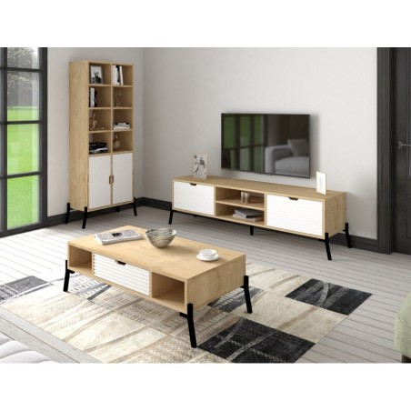 Conjunto de muebles de salón Lifano zafiro roble blanco - 835PUQ6206