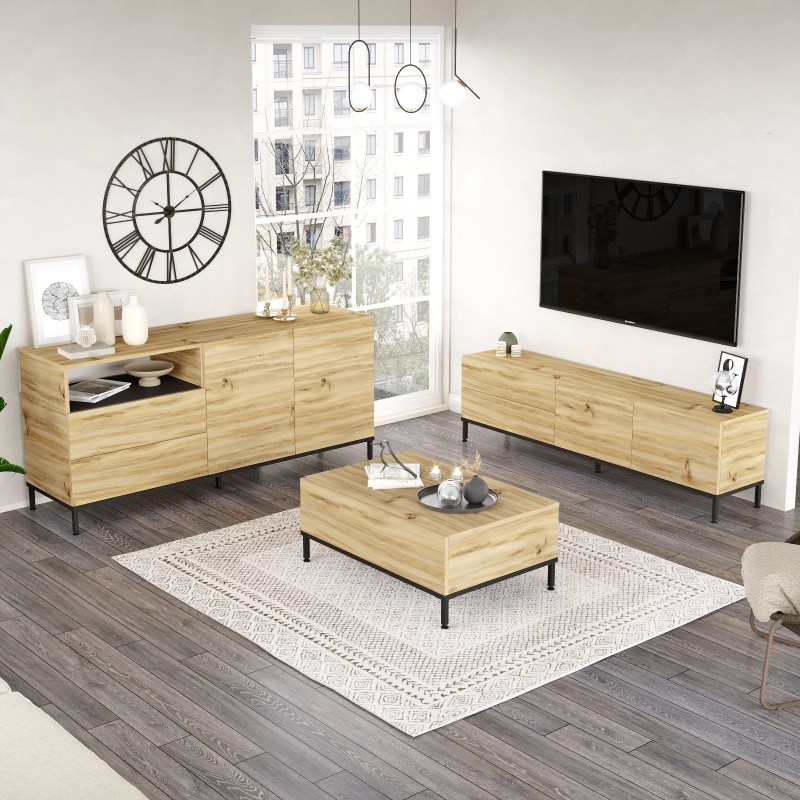 Conjunto de muebles de salón LV36-KL roble negro - 956LCS2519