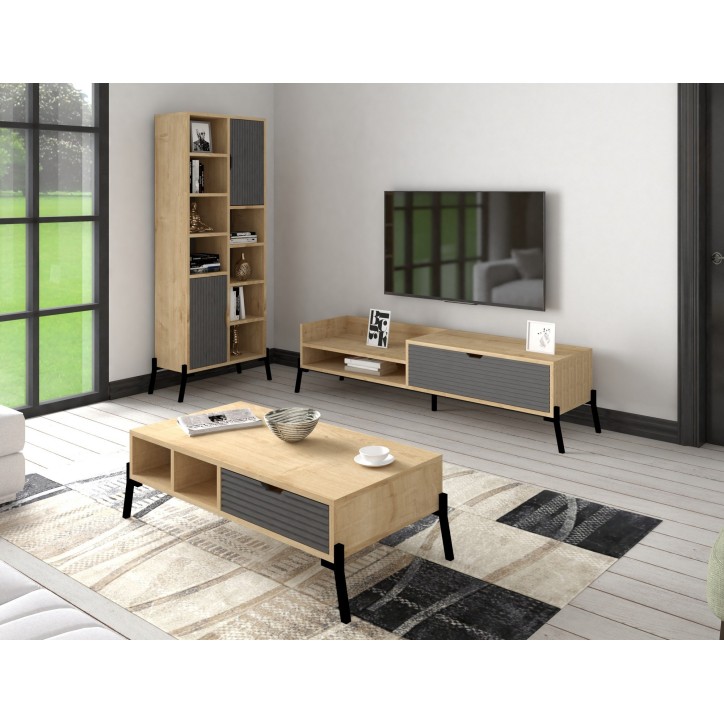 Conjunto de muebles de salón Trotse zafiro roble antracita