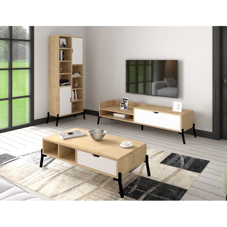 Conjunto de muebles de salón Trotse zafiro roble blanco