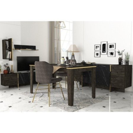 Conjunto de muebles de salón Veyron 3 dorado negro - 542TLN3103