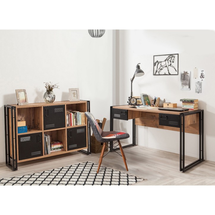 Conjunto de muebles de despacho Cosmo -TKM.9 pino atlántico negro