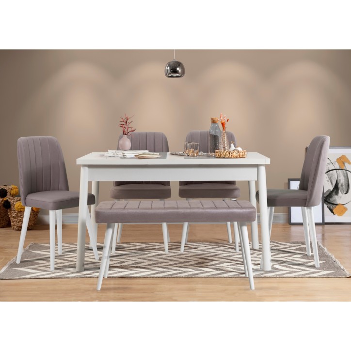 Set mesa y sillas (6 piezas) Costa 0701-2 B gris blanco