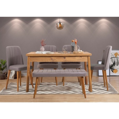 Set mesa y sillas (6 piezas) Costa pino atlántico gris - 869VEL5213