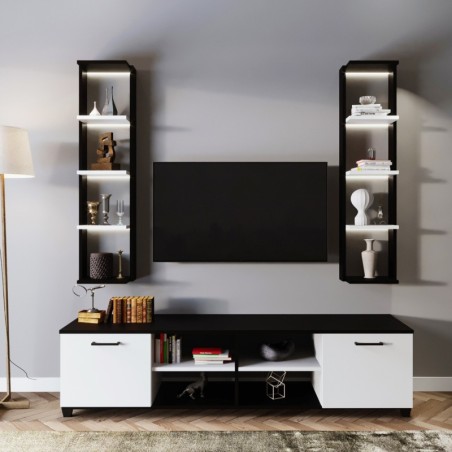 Mueble TV Çift Raflı L512 blanco negro - 285LCV1134