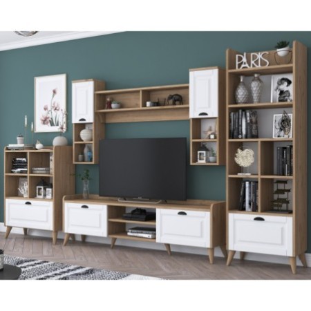 Mueble TV con estante AA101-2557 nogal blanco - 543WRN1512