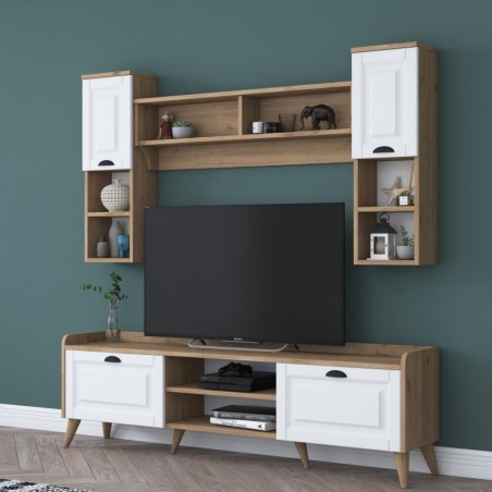 Mueble TV con estante AA101-2559 nogal blanco