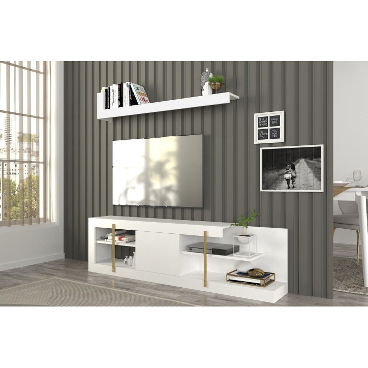 Mueble TV con estante Cascade blanco