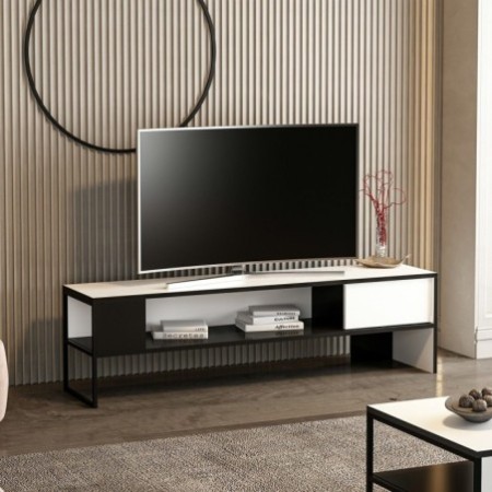 Mueble TV con estante Concord blanco negro - 506MNR1109