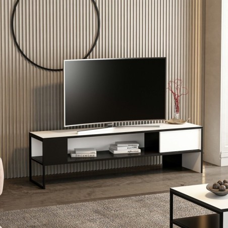 Mueble TV con estante Concord blanco negro