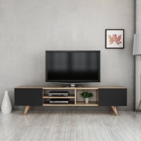 Mueble TV con estante Dore roble negro - 506MNR1105