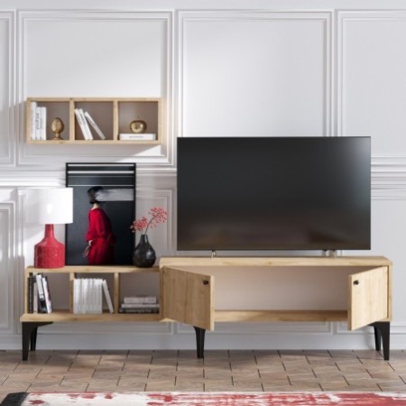 Mueble TV con estante Justo roble - 393MRD1107