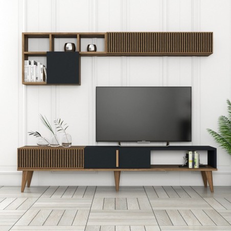 Mueble TV con estante Milan TV antracita nogal - 845HCT3111