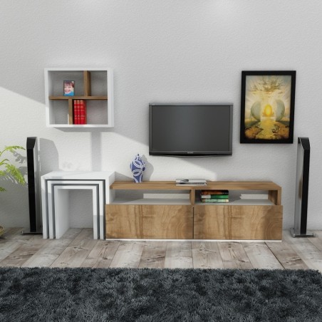 Mueble TV con estante Missy nogal blanco - 756FRN3028