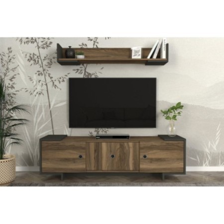 Mueble TV con estante Tetra nogal antracita - 804TRH3081