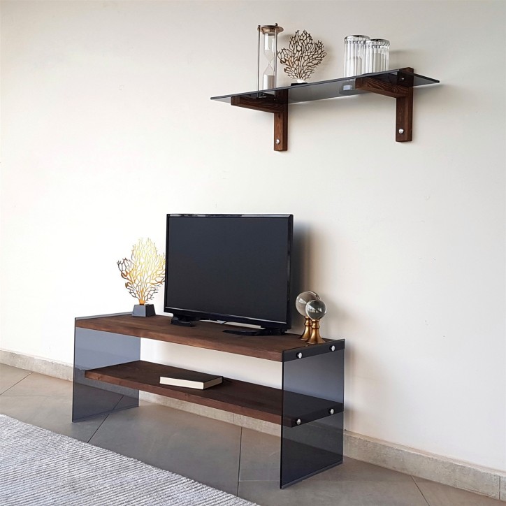 Mueble TV con estante TV101 nogal