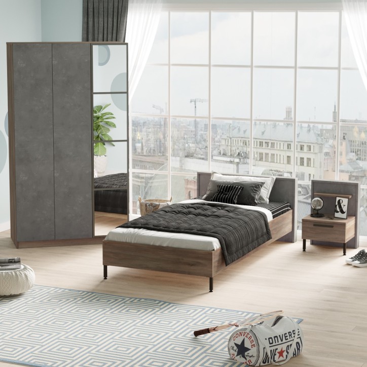 Conjunto de muebles de habitación joven HM10 CG marrón gris