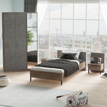 Conjunto de muebles de habitación joven HM10 CG marrón gris - 956LCS2502