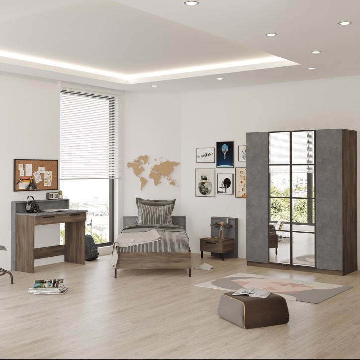 Conjunto de muebles de habitación joven HM15-CG plata