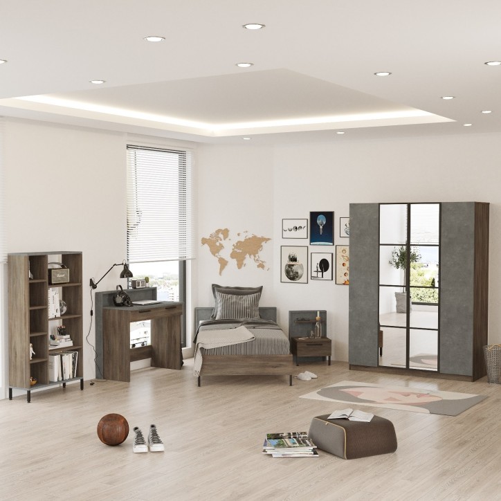 Conjunto de muebles de habitación joven HM16-CG plata