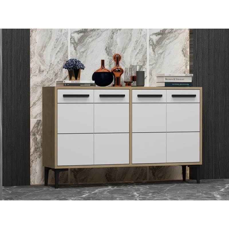 Mueble TV Stria Roble Zafiro Blanco - 327ODS1104