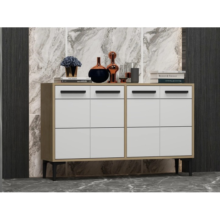 Mueble TV Stria Roble Zafiro Blanco