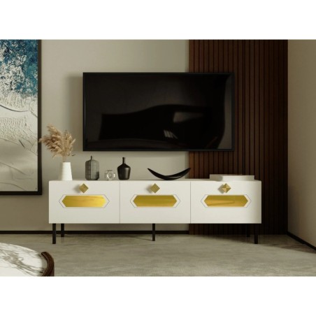 Mueble TV Ikeda Blanco Oro