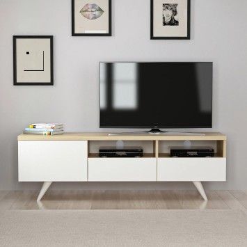 Mueble TV Brüksel Roble Blanco - 382NRC1103