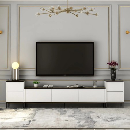 Mueble TV Imaj Blanco Negro Oro