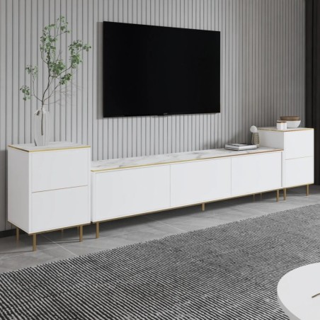 Mueble TV Imaj Mármol blanco Oro