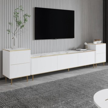 Mueble TV Imaj Mármol blanco Oro - 382NRC1141