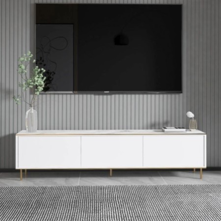 Mueble TV Imaj Mármol blanco Oro - 382NRC1143