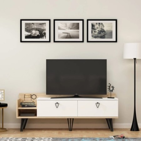 Mueble TV Mia Roble Blanco - 475OLV1108