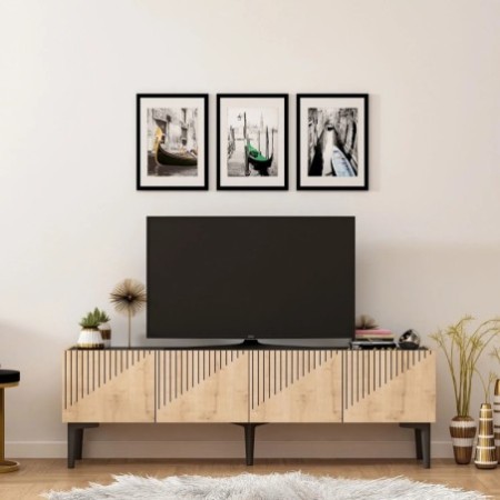 Mueble TV Draw Roble Zafiro Mármol negro - 475OLV1121