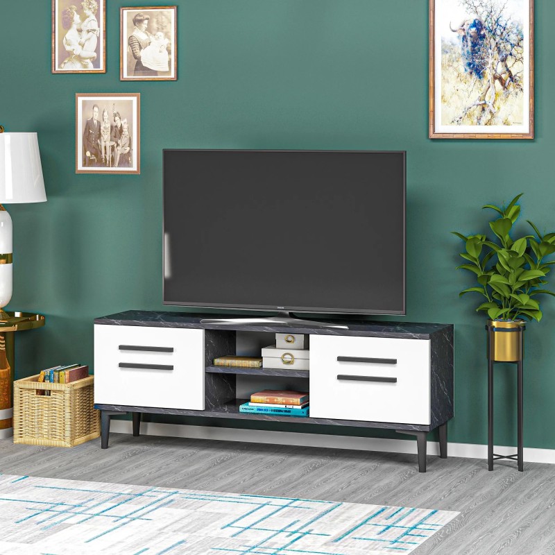 Mueble TV View Negro Blanco - 475OLV1450