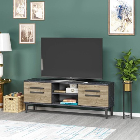 Mueble TV View Negro Nogal