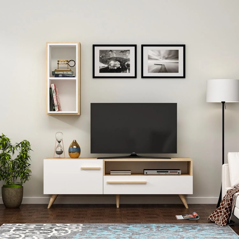 Mueble TV Zera Roble Zafiro Blanco - 475OLV1467