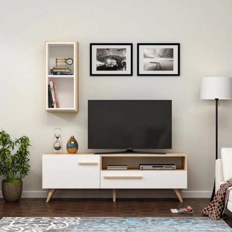 Mueble TV Zera Roble Zafiro Blanco