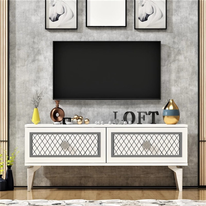 Mueble TV Arel Blanco Plata - 475OLV2648