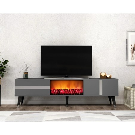 Mueble TV Vania Fireplace Antracita Plata